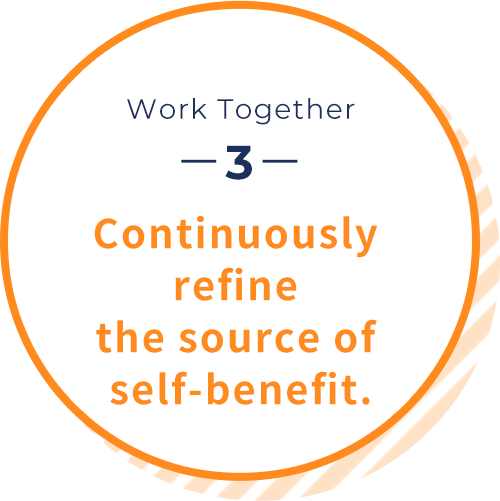 Work Together3 Continuously refine the source of self-benefit.